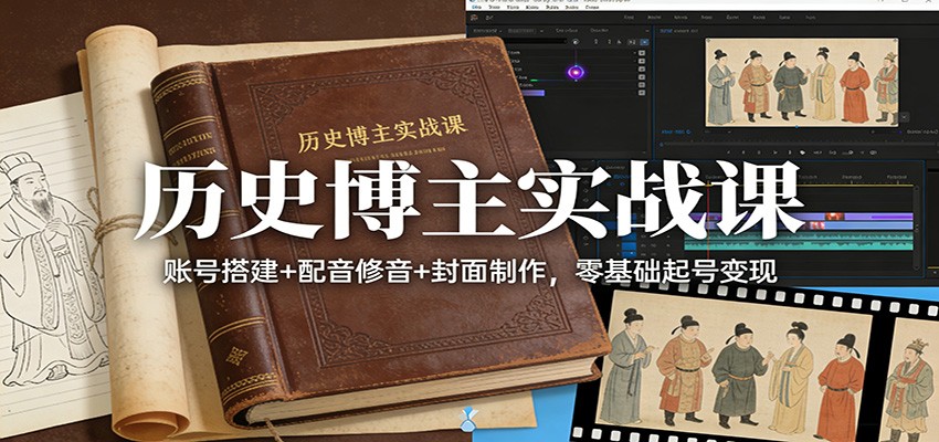 历史博主实战课:账号搭建+配音修音+封面制作,零基础起号变现-朽念云创
