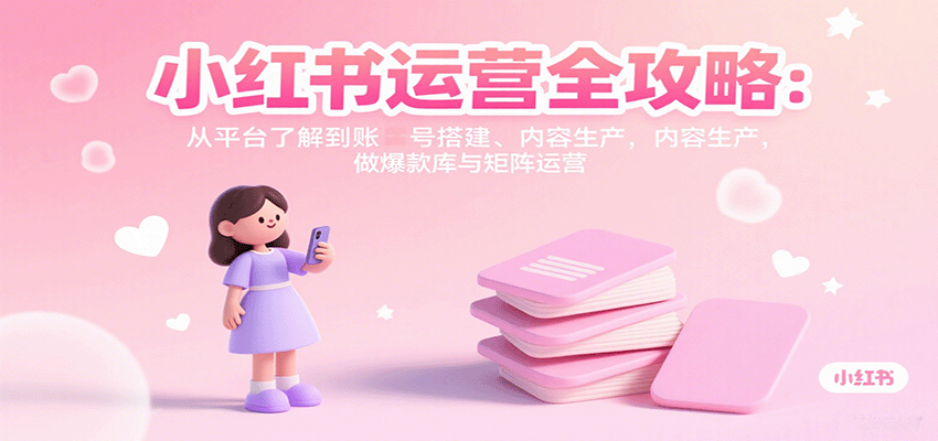 小红书运营全攻略：从平台了解到账号搭建、内容生产，做爆款库与矩阵运营-朽念云创