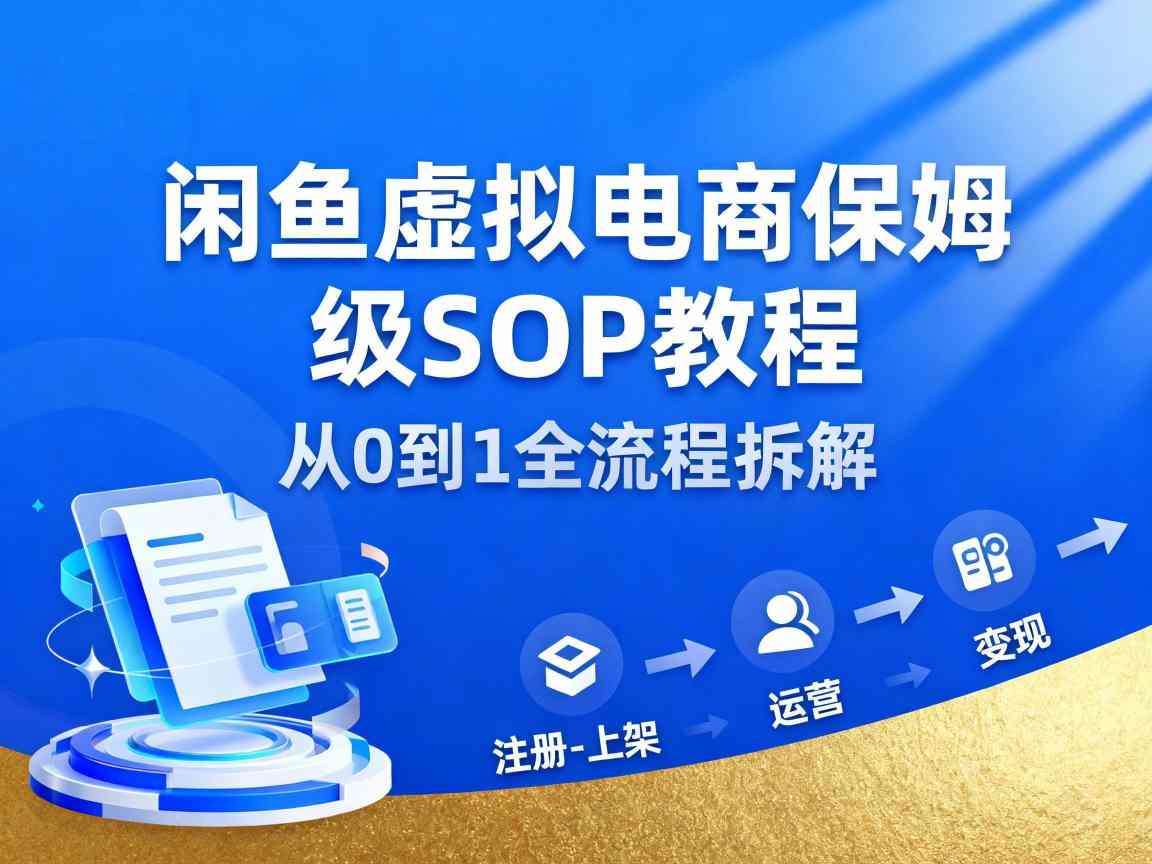 闲鱼虚拟电商，月入轻松过1W，保姆级SOP教程-朽念云创