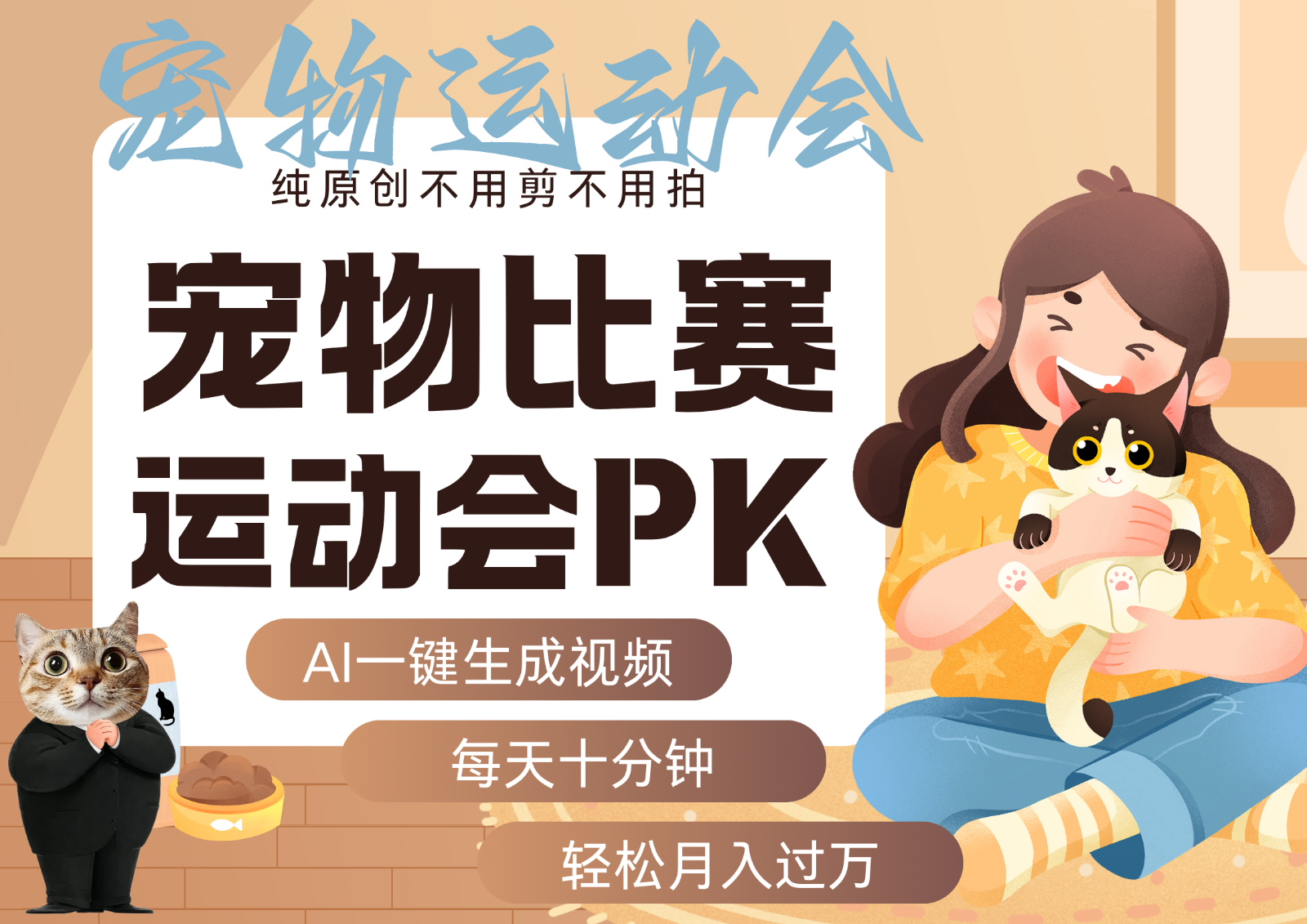 AI萌宠运动员跳水 射击 篮球 足球比赛 每天十分钟 附详细提示词文案库 代替做…-朽念云创