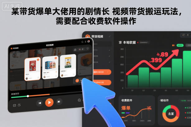 某带货爆单大佬用的剧情长视频带货搬运玩法，需要配合收费软件操作-朽念云创