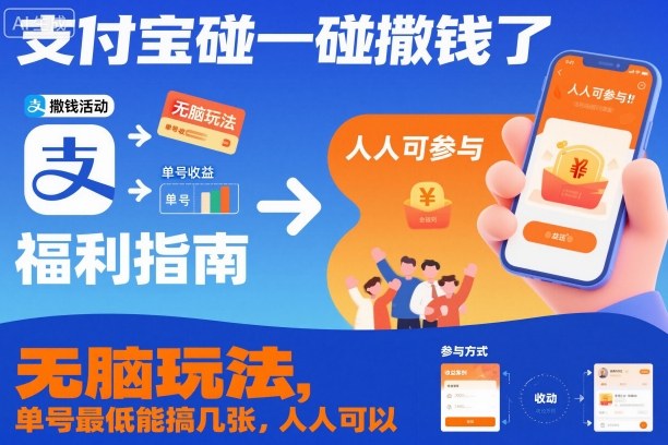支付宝碰一碰撒钱了,无脑玩法,单号最低能搞几张,人人可以撸【揭秘】-朽念云创