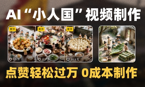 爆款1000W+播放微缩景观迷你小人国AI视频0成本制作全流程教学-朽念云创