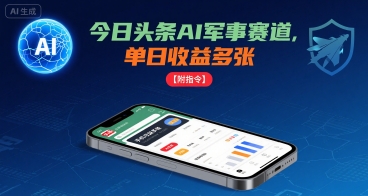 今日头条AI军事赛道，单日收益多张 ，手机可做【附指令】-朽念云创