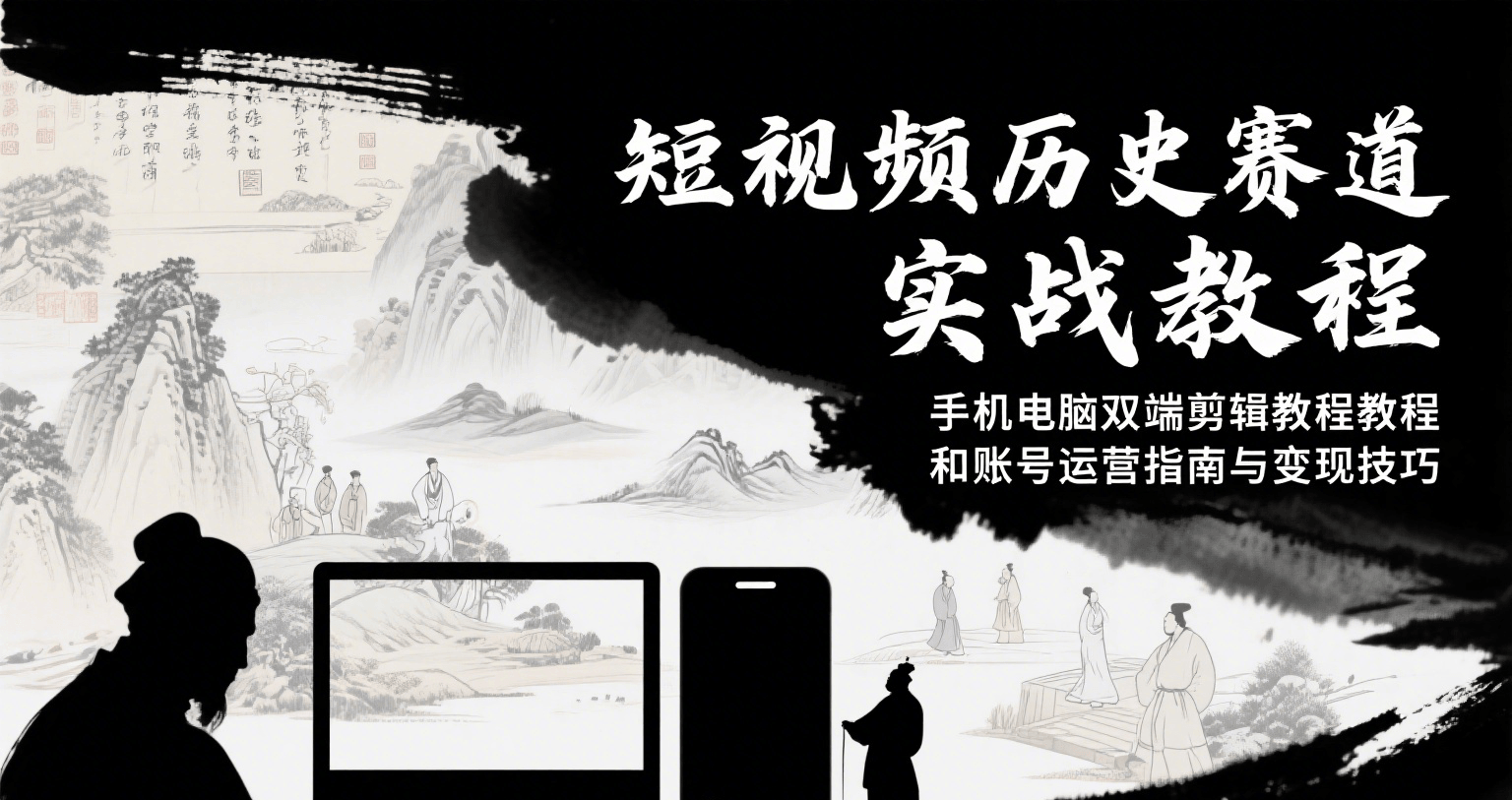 短视频历史赛道实战教程,手机电脑双端剪辑教程和账号运营指南与变现技巧-朽念云创