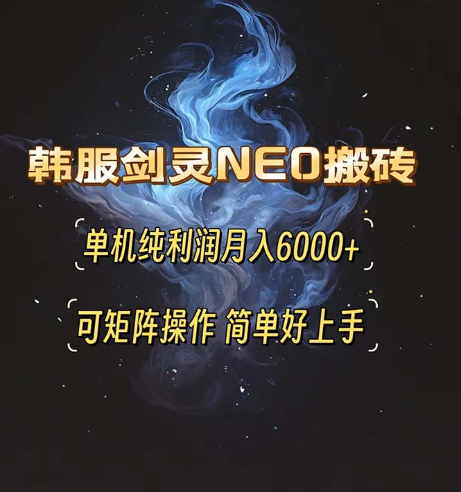 韩服剑灵NEO搬砖攻略，单机纯利润月入6000+ 可矩阵操作，简单好上手。-朽念云创
