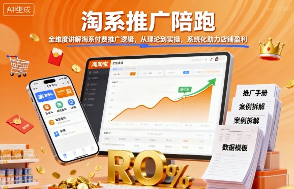 淘系推广陪跑,全维度讲解淘系付费推广逻辑,从理论到实操,系统化助力店铺盈利-朽念云创