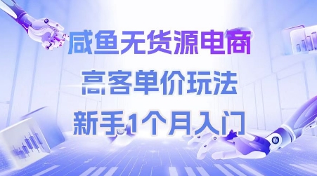咸鱼无货源电商，高客单价玩法，新手1个月入门-朽念云创