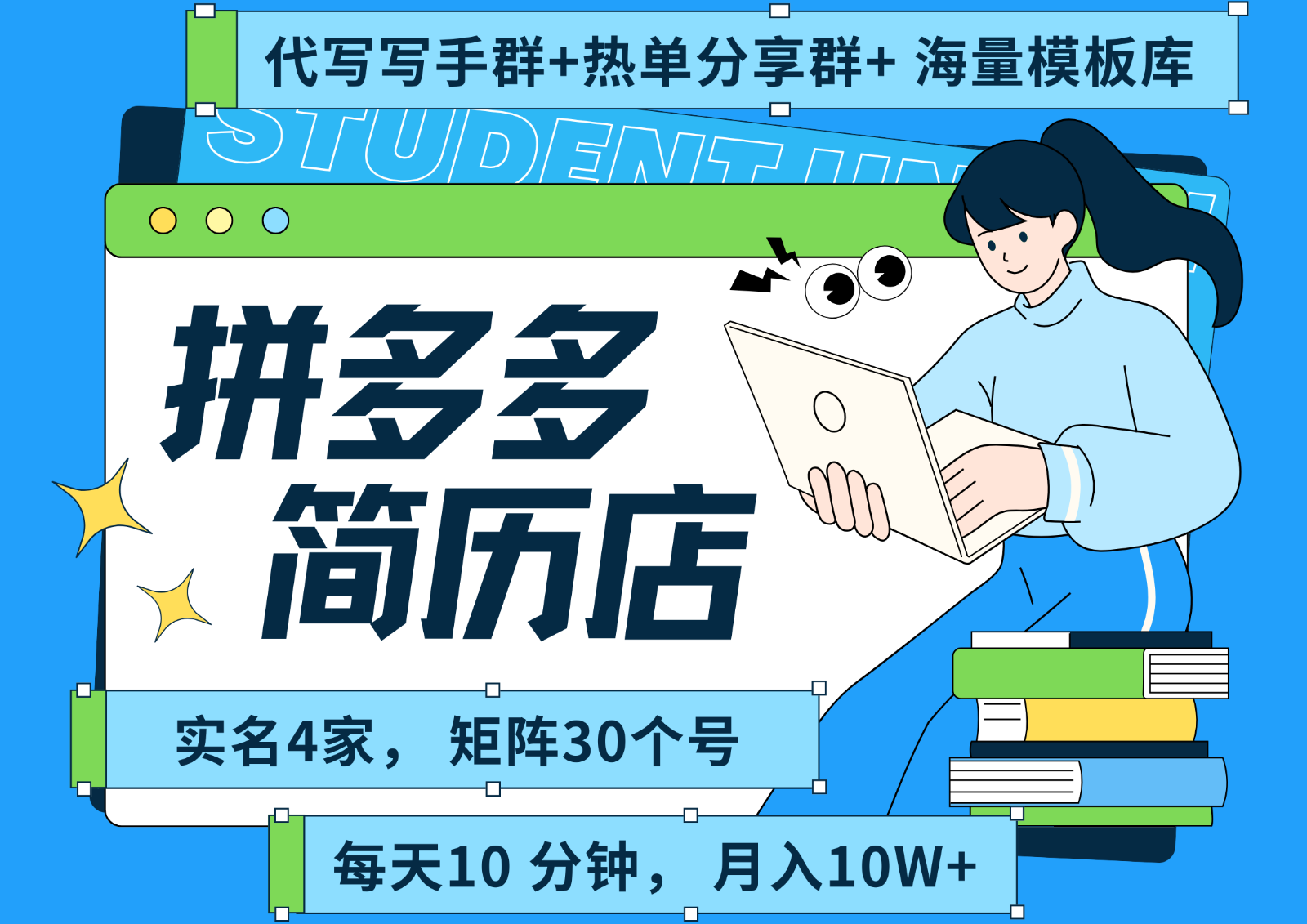 拼多多电商 拼多多 虚拟资料 简历 海报代写 全SOP流程 毫无保留分享(含后端资料)-朽念云创