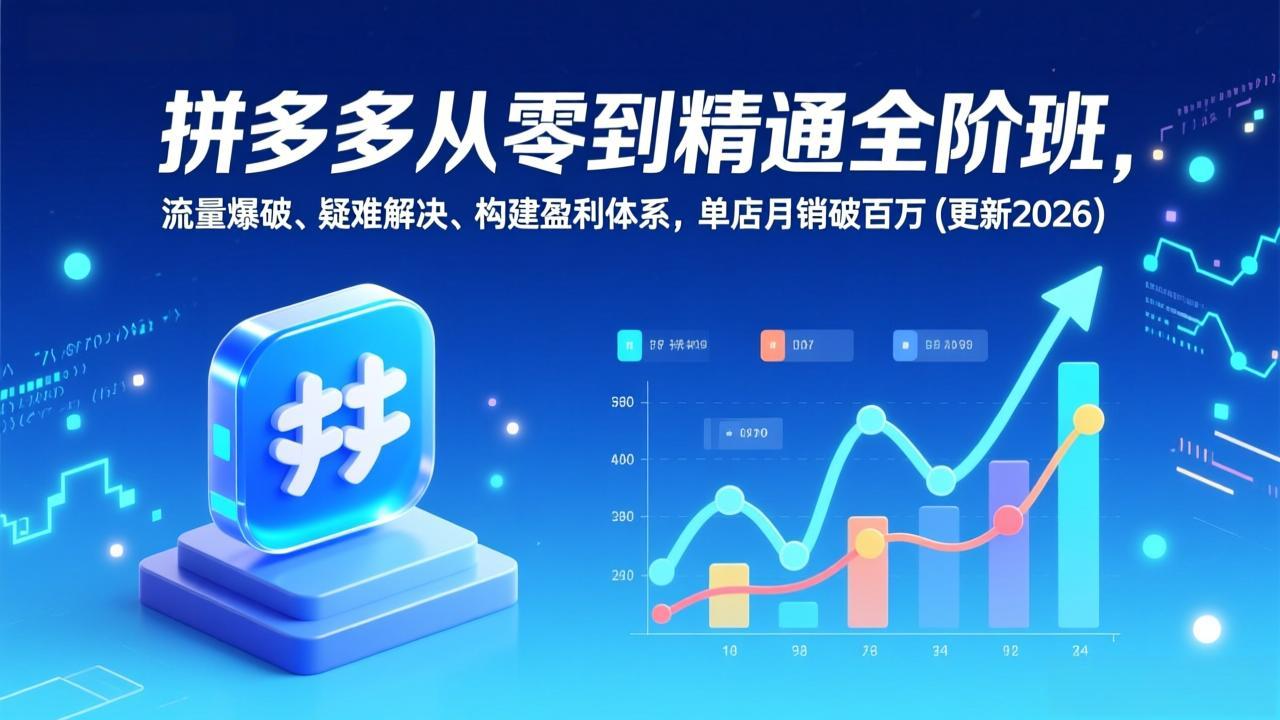 拼多多从零到精通全阶班，流量爆破、疑难解决，构建盈利体系，单店月销破百万(更新2026-朽念云创