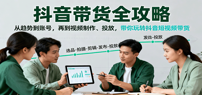 抖音带货全攻略：从趋势到账号，再到视频制作、投放，带你玩转抖音短视频带货-朽念云创