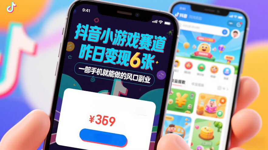 抖音小游戏赛道，昨日变现600+，零基础一部手机就能做的风口副业【揭秘】-朽念云创