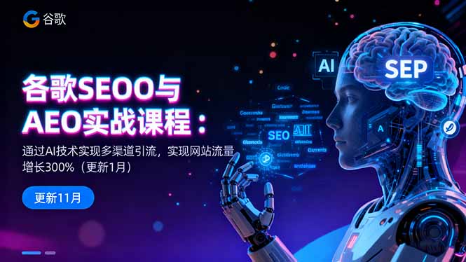谷歌SEO与AEO实战课程：通过AI技术实现多渠道引流，实现网站流量增长300%-朽念云创