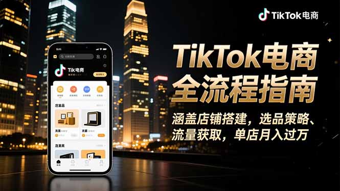 TikTok电商全流程指南，涵盖店铺搭建、选品策略、流量获取，单店月入过万-朽念云创