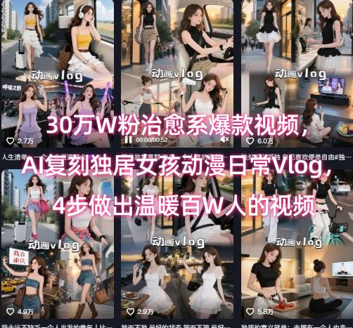 30万W粉治愈系爆款视频，AI复刻独居女孩动漫日常Vlog，4步做出温暖百W人的视频-朽念云创