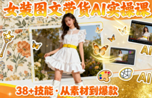 女装图文带货的AI实操课，覆盖38个实用技能，快速提升素材制作效率-朽念云创