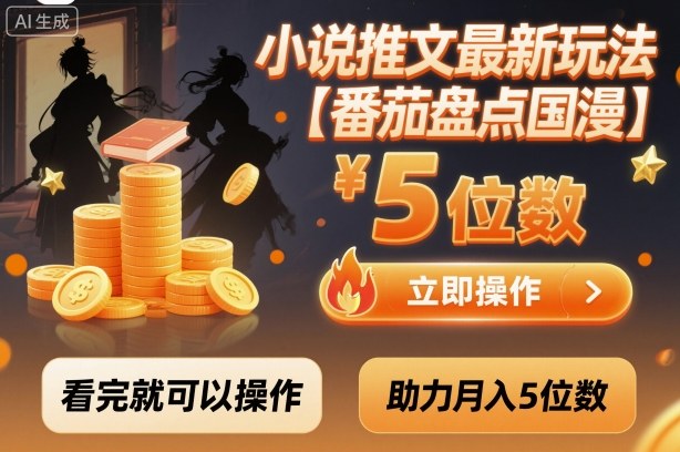 小说推文最新玩法，助力月入5位数【番茄盘点国漫】玩法，看完就可以操作-朽念云创