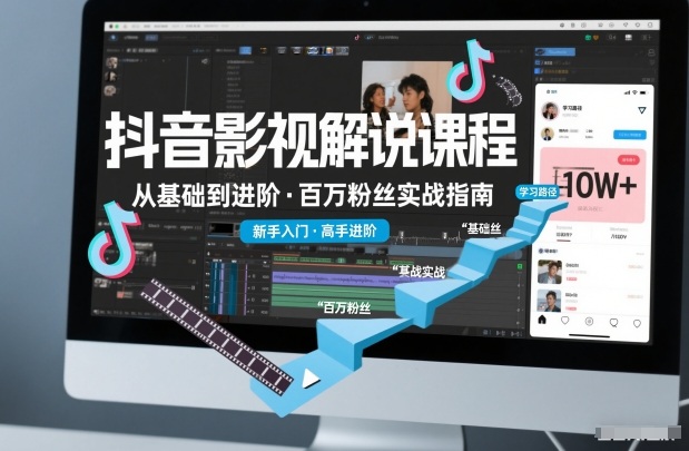 抖音百万粉丝影视解说课程，基础到进阶课，适合新手和进阶学习-朽念云创