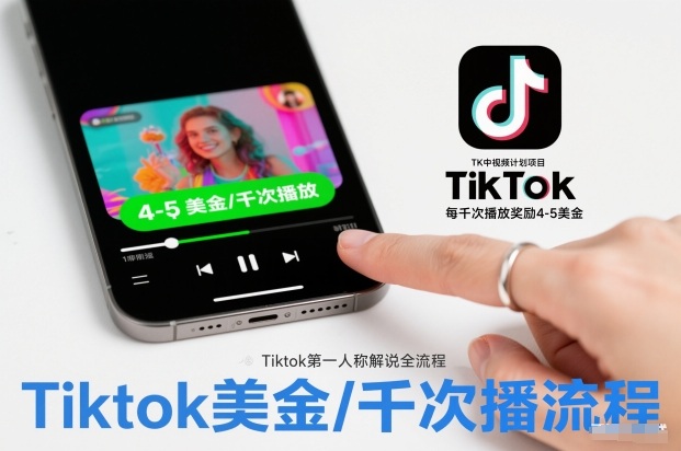 TK中视频计划项目,Tiktok第一人称解说流程,每干次播放奖励4-5美金-朽念云创