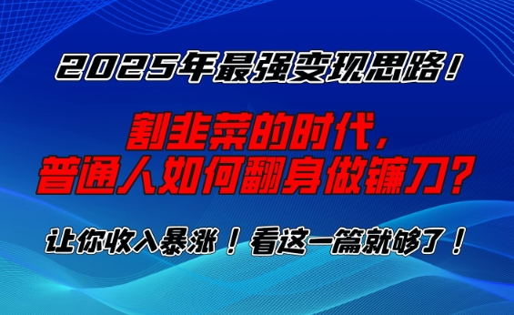 2025年最强变现思路,割韭菜的时代, 普通人如何翻身做镰刀?【揭秘】-朽念云创