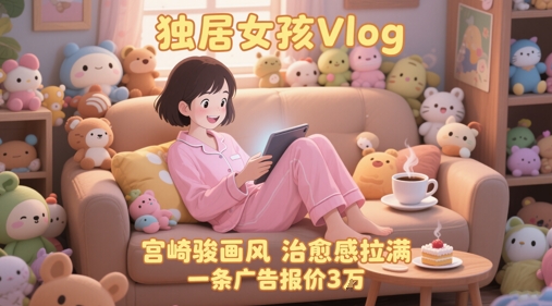 单个账号涨粉71W！用AI制作独居女孩Vlog，宫崎骏画风，治愈感拉满，一条广告报价3W-朽念云创