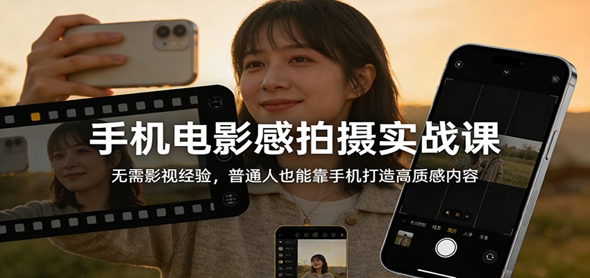 手机电影感拍摄实战课：无需影视经验，普通人也能靠手机打造高质感内容-朽念云创