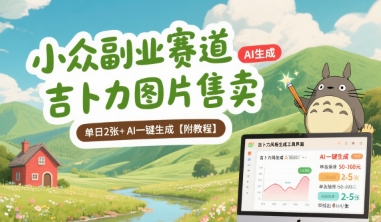 小众副业赛道 吉卜力图片售卖 单日2张+ AI一键生成【附教程】-朽念云创