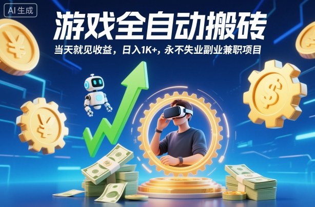 游戏全自动搬砖，当天就见收益，日入1K+，永不失业副业兼职项目【揭秘】-朽念云创